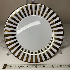 S/4 6” Ciroa Luxe Stripes Gold Metallic Bread & Butter Side Dessert Plates Fancy